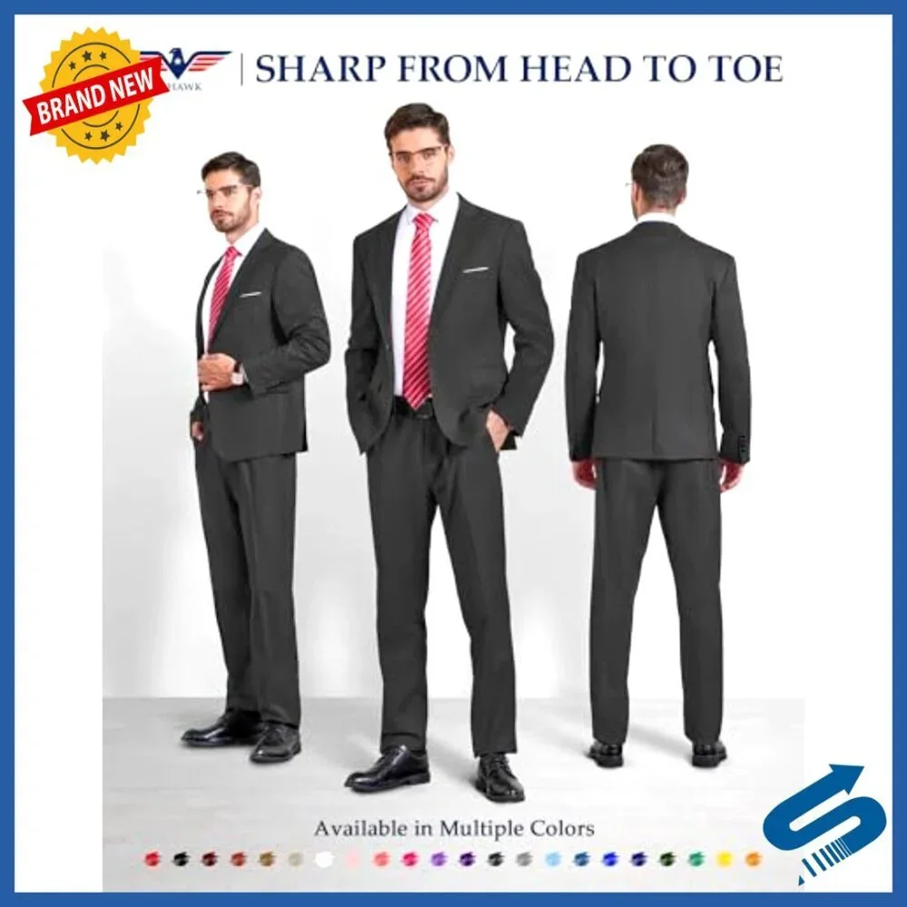 Slim Fit Men's Suit Set with Tie, Business Wedding Prom Party